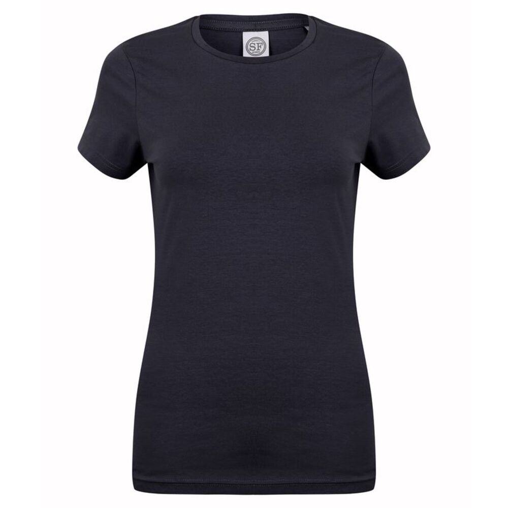 Skinni Fit Womens/Ladies Feel Good Stretch Short Sleeve T-Shirt / Navy